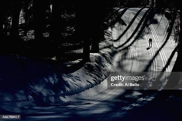 Cross Country skiers trains ahead of the Sochi 2014 Winter Olympics at the Laura Cross-Country Ski and Biathlon Center on February 4, 2014 in Sochi,...