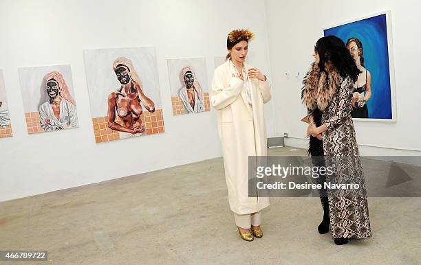 Artist Tali Lennox and designer Stacey Bendet attend Tali Lennox Exhibition Opening Reception at Catherine Ahnell Gallery on March 18, 2015 in New...