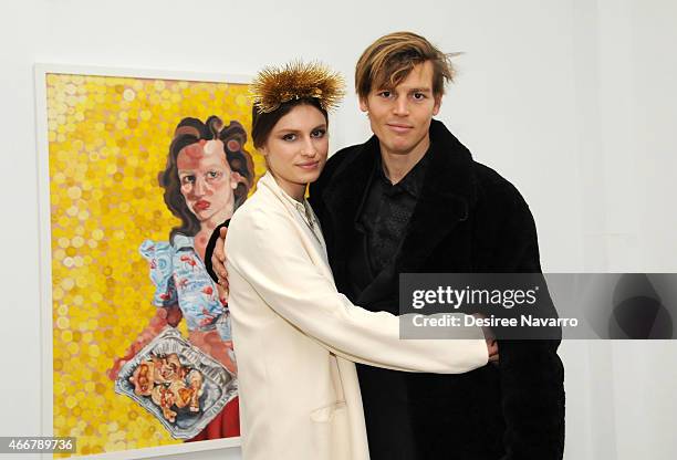 Artist Tali Lennox and Ian Jones attend Tali Lennox Exhibition Opening Reception at Catherine Ahnell Gallery on March 18, 2015 in New York City.