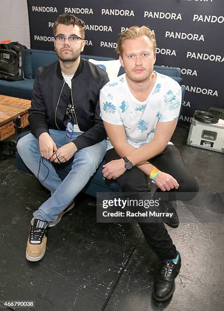 Cazzette backstage during the PANDORA Discovery Den SXSW on March 18, 2015 in Austin, Texas.