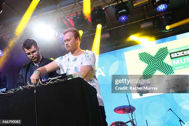 Cazzette performs onstage during the PANDORA Discovery Den SXSW on March 18, 2015 in Austin, Texas.