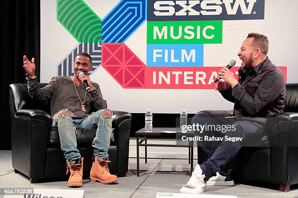 Big Sean and Elliott Wilson attend CRWN @ SXSW : A Conversation with Elliott Wilson and Big Sean for WatchLOUD.com on March 18, 2015 in Austin, Texas.