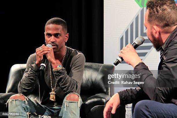 Big Sean and Elliott Wilson attend CRWN @ SXSW : A Conversation with Elliott Wilson and Big Sean for WatchLOUD.com on March 18, 2015 in Austin, Texas.