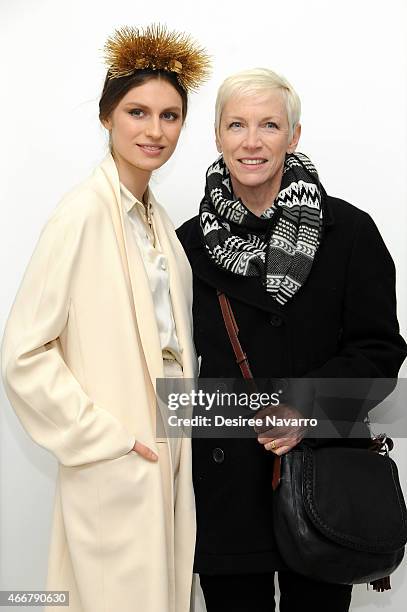 Artist Tali Lennox and singer Annie Lennox attend Tali Lennox Exhibition Opening Reception at Catherine Ahnell Gallery on March 18, 2015 in New York...