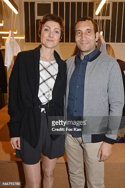 Basus fashion designer Florence Desmarty and actor Zinedine Soualem attend the Basus Cocktail at Le Perchoir on March 18, 2015 in Paris, France.