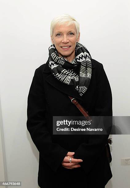 Singer Annie Lennox attends Tali Lennox Exhibition Opening Reception at Catherine Ahnell Gallery on March 18, 2015 in New York City.