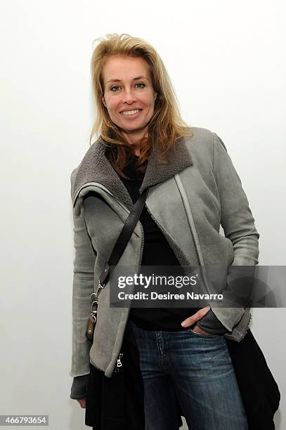 Model Frederique van der Wal attends Tali Lennox Exhibition Opening Reception at Catherine Ahnell Gallery on March 18, 2015 in New York City.