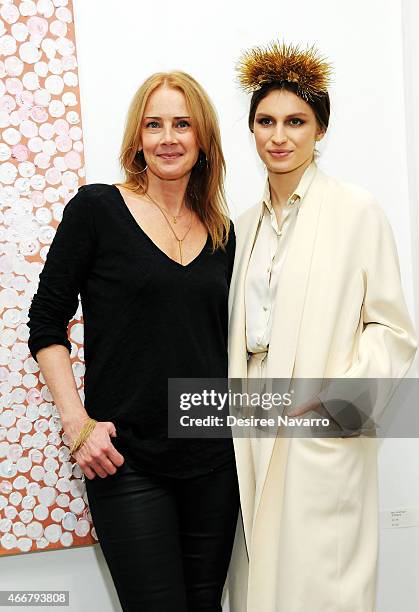 Founder and director Catherine Ahnell and artist Tali Lennox attend Tali Lennox Exhibition Opening Reception at Catherine Ahnell Gallery on March 18,...