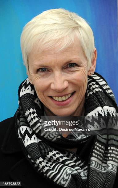 Singer Annie Lennox attends Tali Lennox Exhibition Opening Reception at Catherine Ahnell Gallery on March 18, 2015 in New York City.