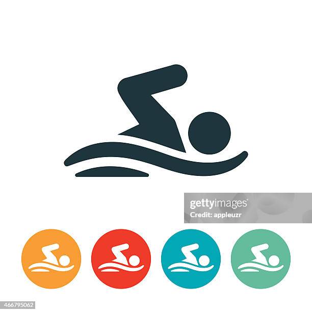 stockillustraties, clipart, cartoons en iconen met person swimming icon - zwemmen