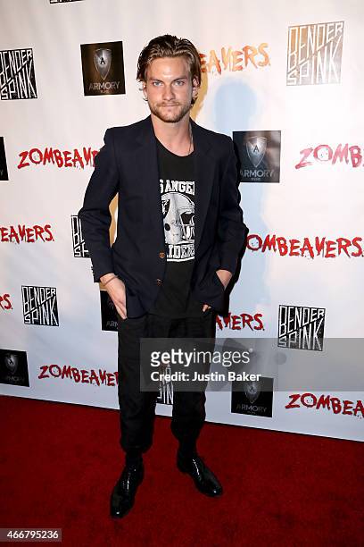 Actor Jake Weary attends the premiere of Freestyle Releasing's new film 'Zombeavers' at The Theatre At The Ace Hotel on March 18, 2015 in Los...