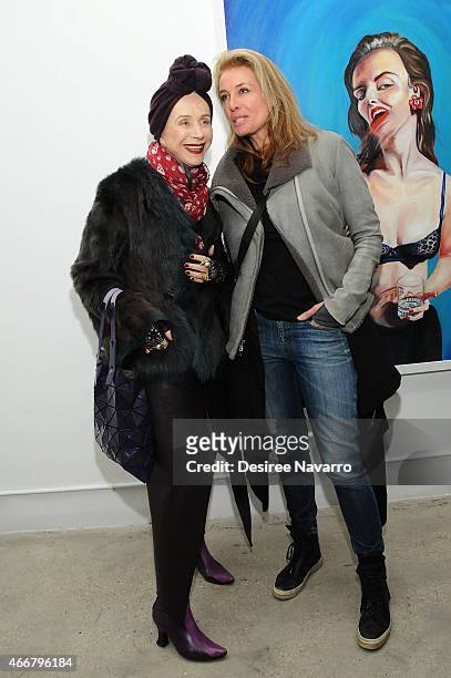 Beatrix Ost and model Frederique van der Wal attend Tali Lennox Exhibition Opening Reception at Catherine Ahnell Gallery on March 18, 2015 in New...