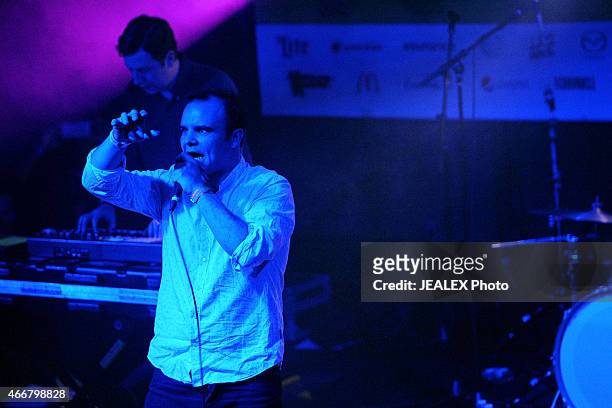 Samuel T. Herring of Future Islands performs onstage at the House Of Vans showcase during the 2015 SXSW Music, Film + Interactive Festival at Mohawk...