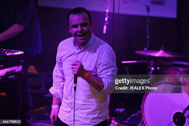 Samuel T. Herring of Future Islands performs onstage at the House Of Vans showcase during the 2015 SXSW Music, Film + Interactive Festival at Mohawk...