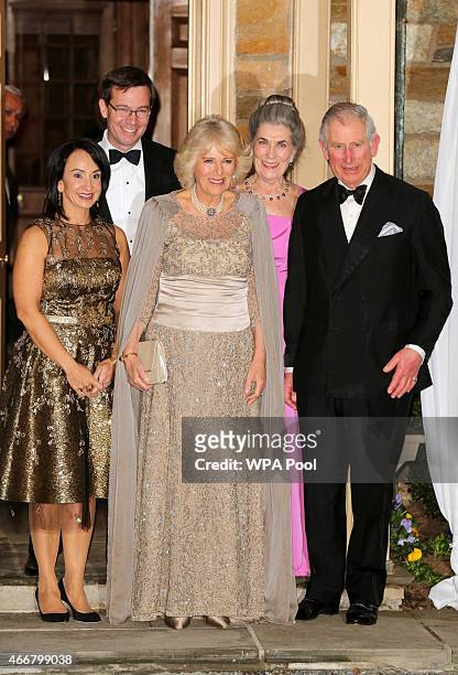Prince Charles, Prince of Wales and Camilla, Duchess of Cornwall pose with Barbie Albritton Robert Albritton and Dr Elena Albritton as they arrive at...