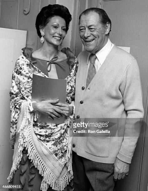 Rex Harrison and wife Mercia Tinker attend Lerner and Loew Tribute Party on May 14, 1979 at Xenon Disco in New York City.