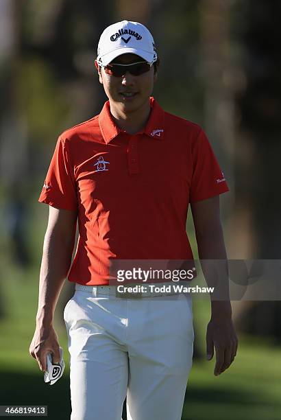 Sang-Moon Bae of South Korea plays the eleventh hole at La Quinta Country Club Course during the first round of the Humana Challenge in partnership...