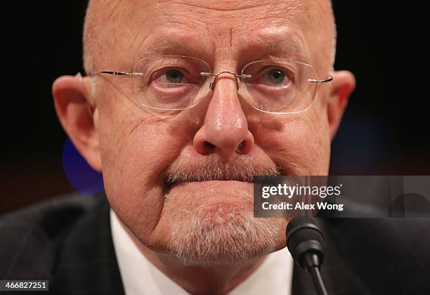 Director of National Intelligence James Clapper testifies during a hearing before the House Intelligence Committee February 4, 2014 on Capitol Hill...