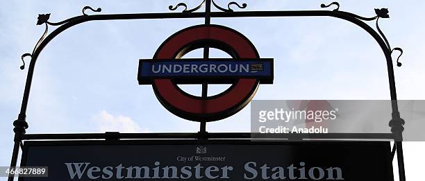 London underground sign is seen at Westminster underground station in London on February 3, 2014. Members of the Rail Maritime Transport Workers...