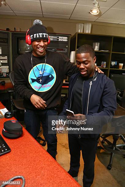 Whoo Kid and Kevin Hart invade "The Whoolywood Shuffle" at SiriusXM Studios on February 4, 2014 in New York City.