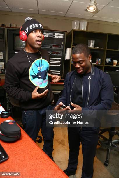 Whoo Kid and Kevin Hart invade "The Whoolywood Shuffle" at SiriusXM Studios on February 4, 2014 in New York City.