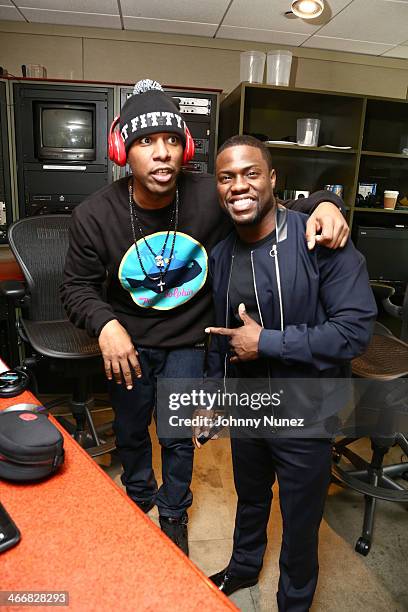 Whoo Kid and Kevin Hart invade "The Whoolywood Shuffle" at SiriusXM Studios on February 4, 2014 in New York City.