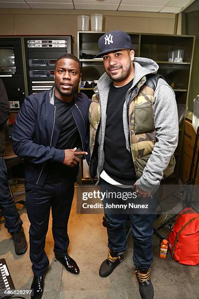 Kevin Hart and Adriel Ortiz invade "The Whoolywood Shuffle" at SiriusXM Studios on February 4, 2014 in New York City.