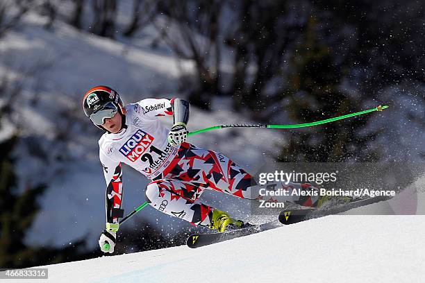 Nicole Hosp of Austria competes during the Audi FIS Alpine Ski World Cup Finals Women's Super G on March 19, 2015 in Meribel, France.