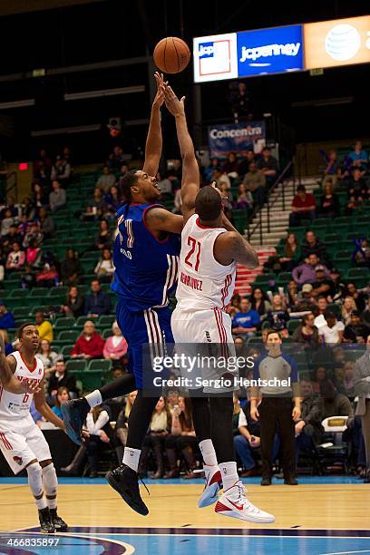 Fab Melo of the Texas Legends shoots the ball during the game against the Rio Grande Valley Vipers on February 1, 2014 at Dr. Pepper Arena in Frisco,...