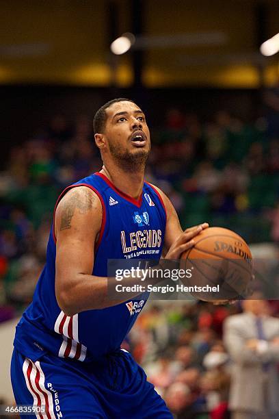 Fab Melo of the Texas Legends shoots the ball during the game against the Rio Grande Valley Vipers on February 1, 2014 at Dr. Pepper Arena in Frisco,...