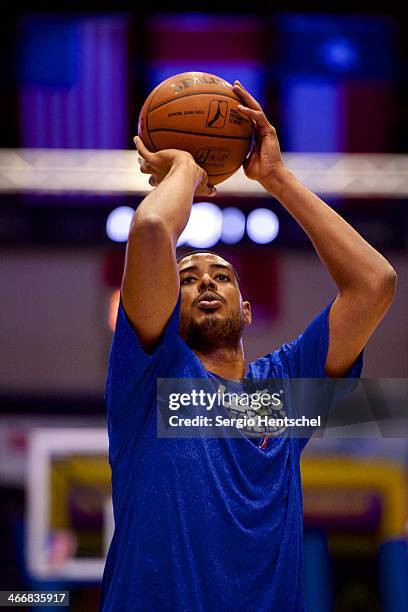 Fab Melo of the Texas Legends warms up before the game against Rio Grande Valley Vipers on February 1, 2014 at Dr. Pepper Arena in Frisco, Texas....