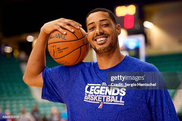 Fab Melo of the Texas Legends warms up before the game against Rio Grande Valley Vipers on February 1, 2014 at Dr. Pepper Arena in Frisco, Texas....