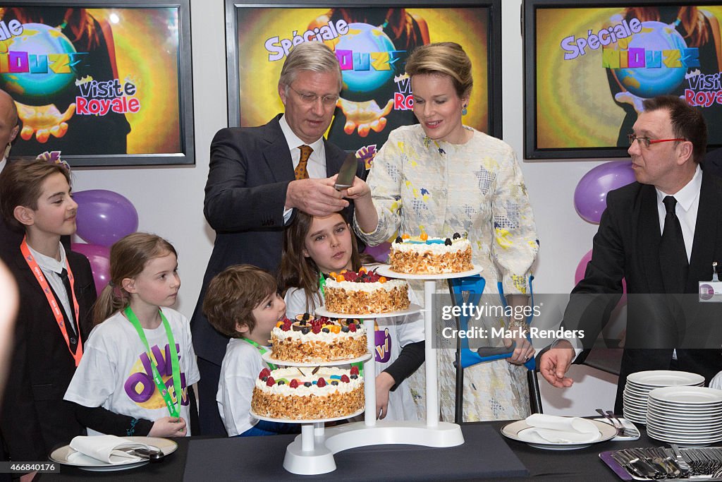 King Philippe Of Belgium and Queen Mathilde of Belgium Visit the RTBF In Brussels