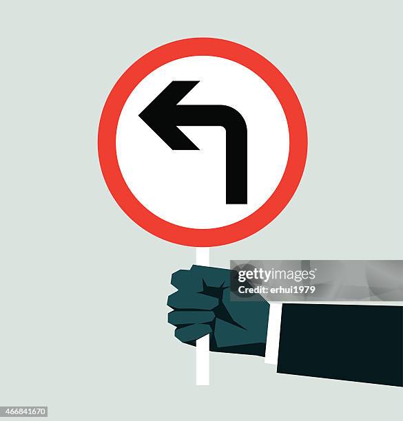 turn left - split road stock illustrations