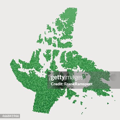 Nunavut Map Green Hexagon Pattern Nunavut Map Green Hexagon Pattern