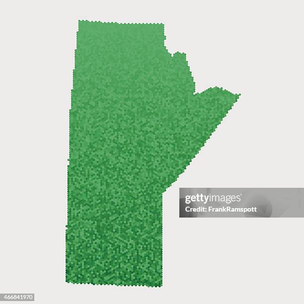 manitoba map green hexagon pattern - current state stock illustrations