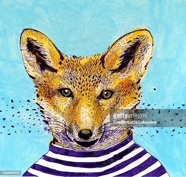 fox in the striped t-shirt - kreativität stock illustrations