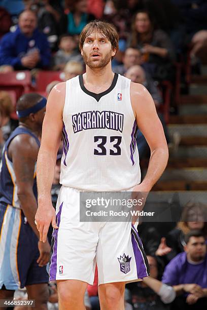 Aaron Gray of the Sacramento Kings in a game against the Memphis Grizzlies on January 29, 2014 at Sleep Train Arena in Sacramento, California. NOTE...