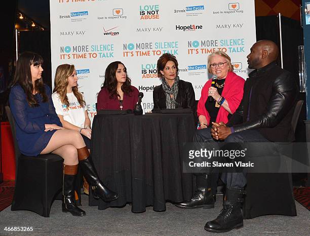 Survivor Danielle Helwig , Olympic Gold Medal Gymnast Jordyn Wieber , actor Morris Chestnut and panelists attend "No More Silence: It's Time To Talk...