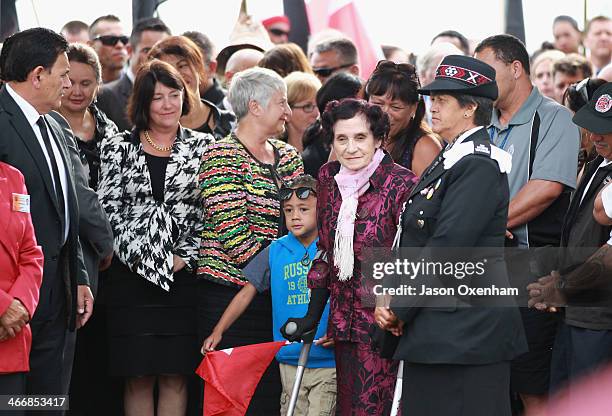 Titewhai Harawira prepares to escourt a group of judges to the Te Tii Marae before the arrival of New Zealand Prime Minister John Key on February 5,...