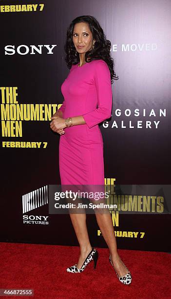 Personality Padma Lakshmi attends "The Monuments Men" premiere at Ziegfeld Theater on February 4, 2014 in New York City.