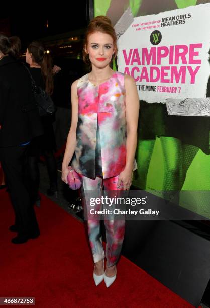 Actress Holland Roden arrives at The Weinstein Company's premiere of "Vampire Academy" at Regal 14 at L.A. Live Downtown on February 4, 2014 in Los...
