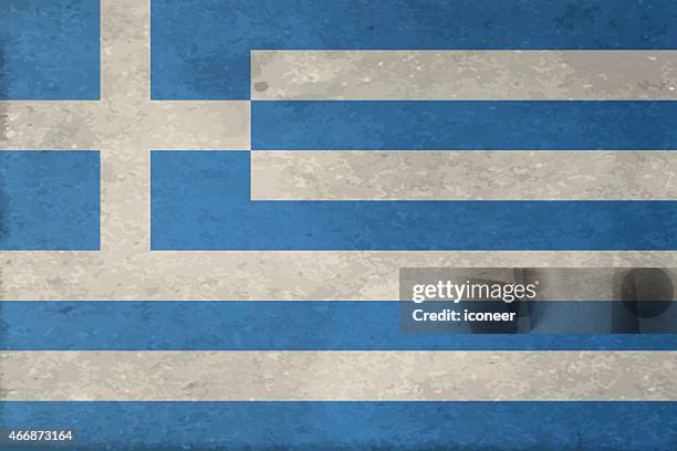 greece flag on grey old wall - rhodes stock illustrations