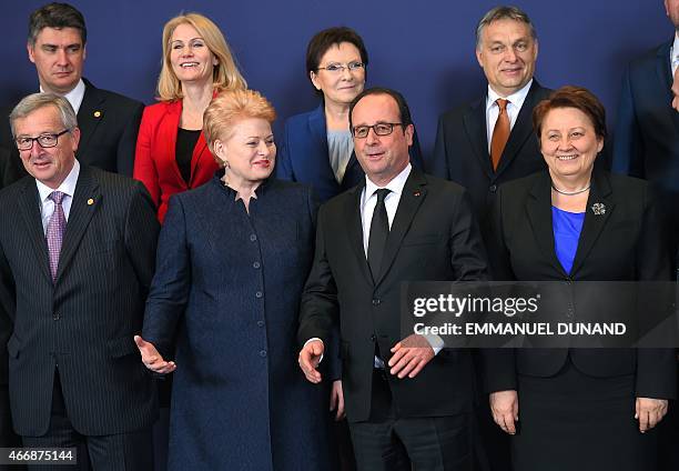 Croatian Prime Minister Zoran Milanovic, European Commission President Jean-Claude Juncker, Danish Prime Minister Helle Thorning-Schmidt, Lithuanian...