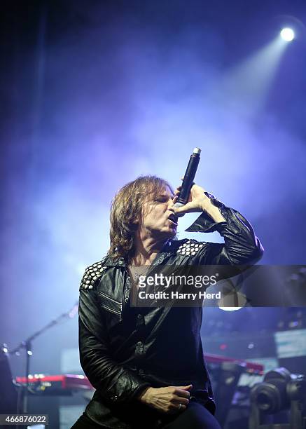 Joey Tempest of Europe performs at Bournemouth O2 Academy at Hammersmith on March 18, 2015 in London, England.