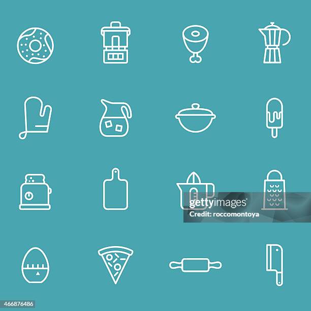 icon set, kitchen - juice squeeze stock illustrations