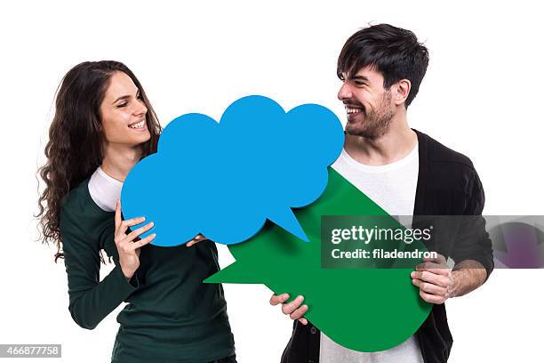 social media concept - couple placard stock pictures, royalty-free photos & images