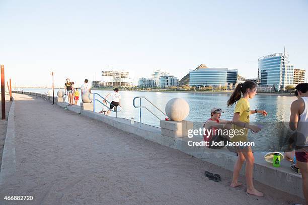 love local: teens along salt river in tempe, arizona - tempe arizona stock pictures, royalty-free photos & images