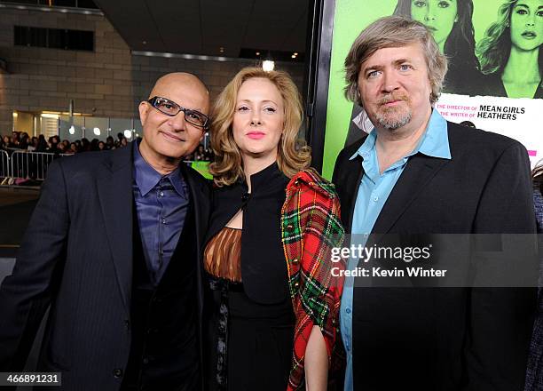 Producers Deepak Nayar, Susan Montford and Don Murphy attend the premiere of The Weinstein Company's "Vampire Academy" at Regal Cinemas L.A. Live on...