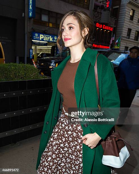 Emmy Rossum is seen in Midtown on March 19, 2015 in New York City.